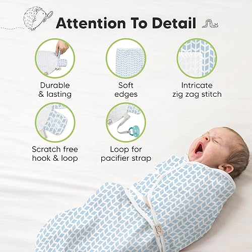 Vista 300 de Paquete de 3 mantas orgánicas para dormir para bebé, para recién nacido, envolturas ergonómicas para bebés de 0 a 3 meses, sacos para dormir, Abc