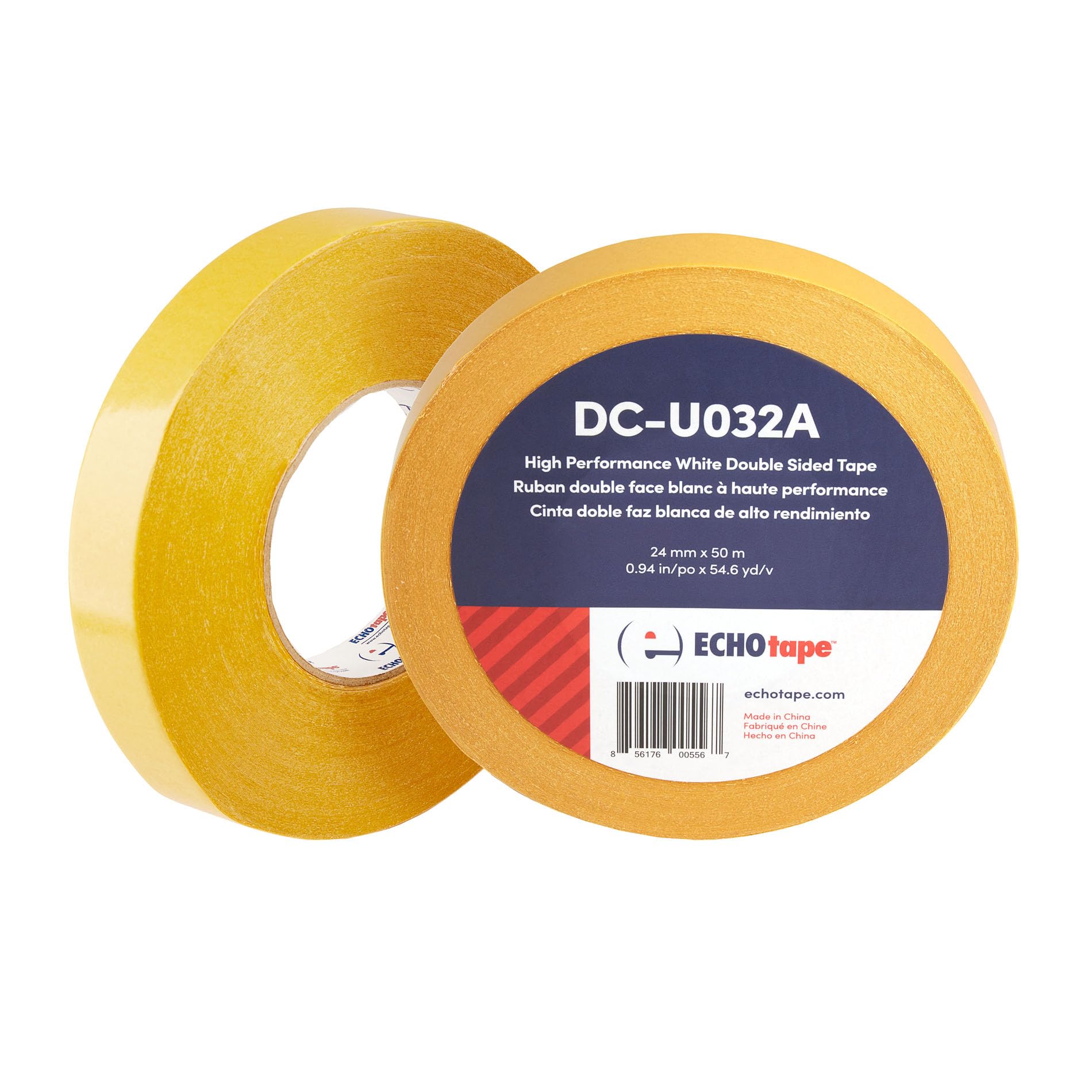 ECHOtape DC-U032A | Nastro biadesivo bianco | Doppio nastro resistente | Montaggio e incollaggio permanenti | Doppio nastro forte | Nastro biadesivo per interni ed esterni | 0,94 "x 50 m