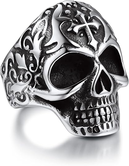 Bandmax Retro Style Stainless Steel Skull Band Ring For Men & Women