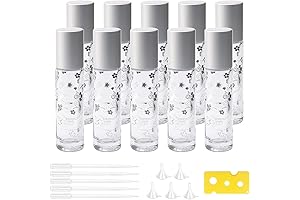 JIUWU 10 Pcs 10ml Lucky Cat Mini Essential Oil Roll-On Bottles with...