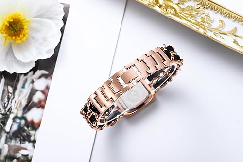 Miniatura 4 de Gosasa Reloj de vestir elegante para mujer, con cadena trenzada, a la moda, cuadrado, retro, minimalista, analógico, de cuarzo, impermeable, para