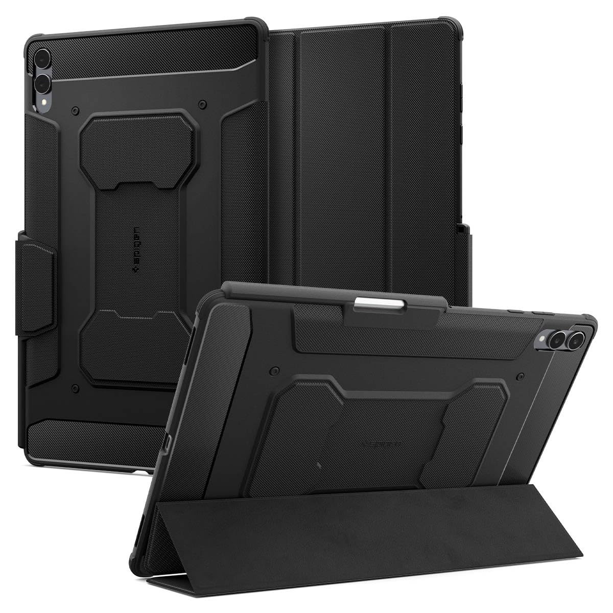 Spigen Rugged Armor Pro for Samsung Galaxy Tab S11 Ultra Case 14.6 inch (2025) Protective Tri-Fold Cover with S Pen Holder - Black 14.6-Inch(galaxy tab S11 Ultra)