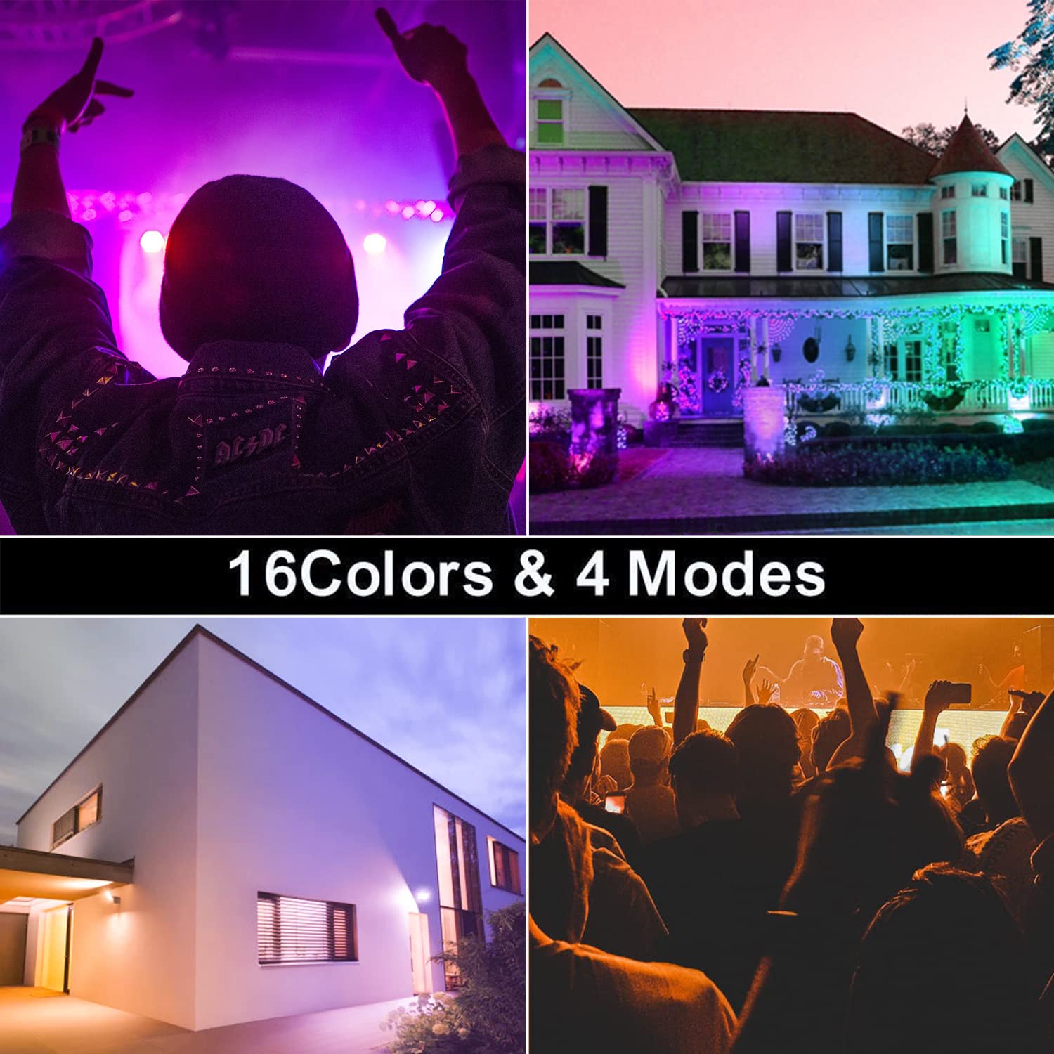 Faretto RGB con telecomando, 50 W, colore cangiante, 16 colori, 4 modalità, IP65, impermeabile, per giardino, garage, albero, matrimoni, luci d'atmosfera