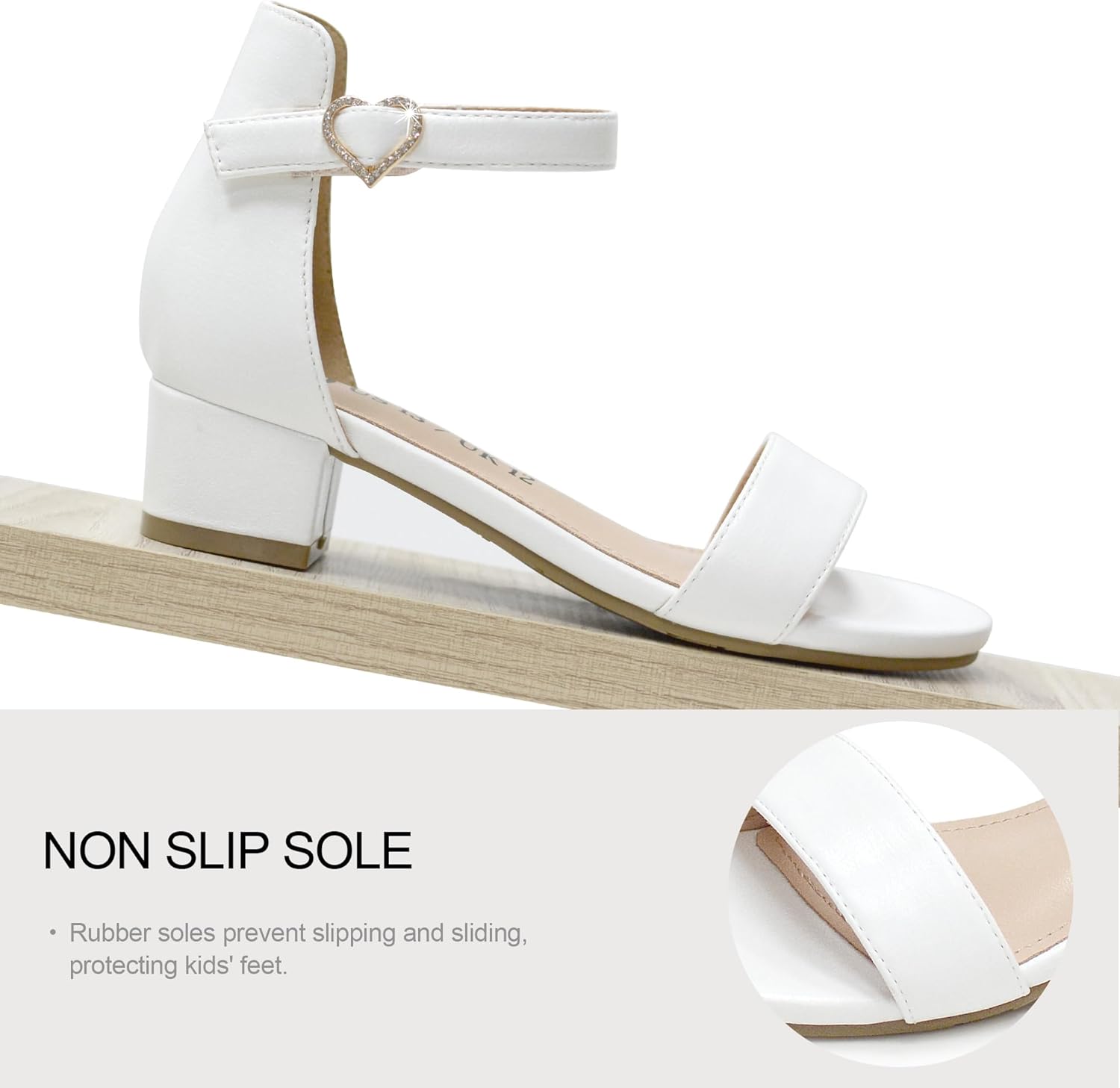Vonair Girls Sandals Low Heels Open-Toe Ankle Strap Dress Shoes for Wedding Party (Little & Big Kids)