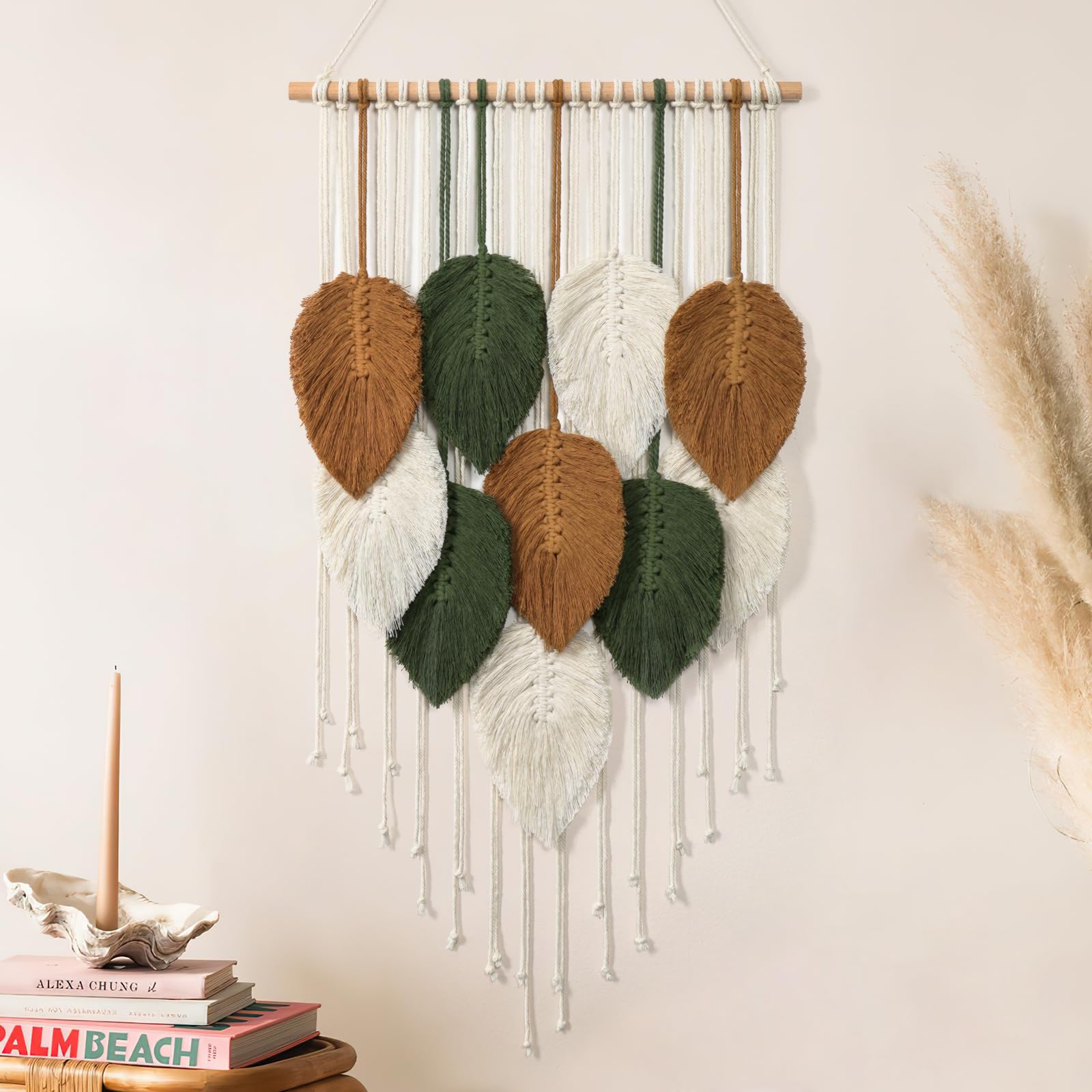CBXSF Macramé wandtapijt, groot, 80 x 85 cm, groot, natuurlijk drijfhout, Boheems wanddecoratie, macramé, wandtapijt, boven het hoofdeinde, kunsthandwerk, beige, macramé, bruiloftsdecoratie