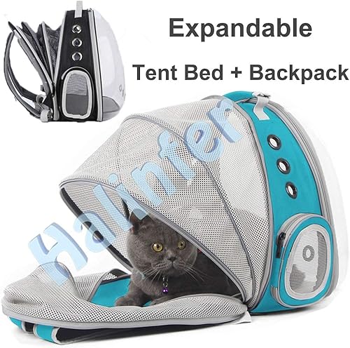 Miniatura 4 de halinfer Mochila extensible para gatos con capacidad para hasta 12 libras, cápsula espacial, con ventana de burbujas, mochila transportadora para