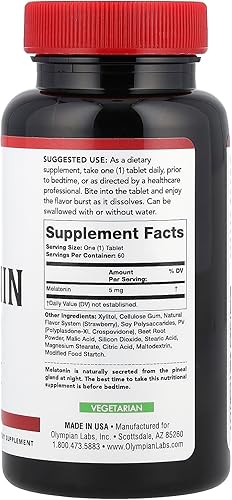 Miniatura 4 de Olympian Labs Melatonina de liberación temporal de 10 mg con vitamina B6  Tabletas de máxima fuerza  Sin drogas, apoya el sueño reparador, ayuda