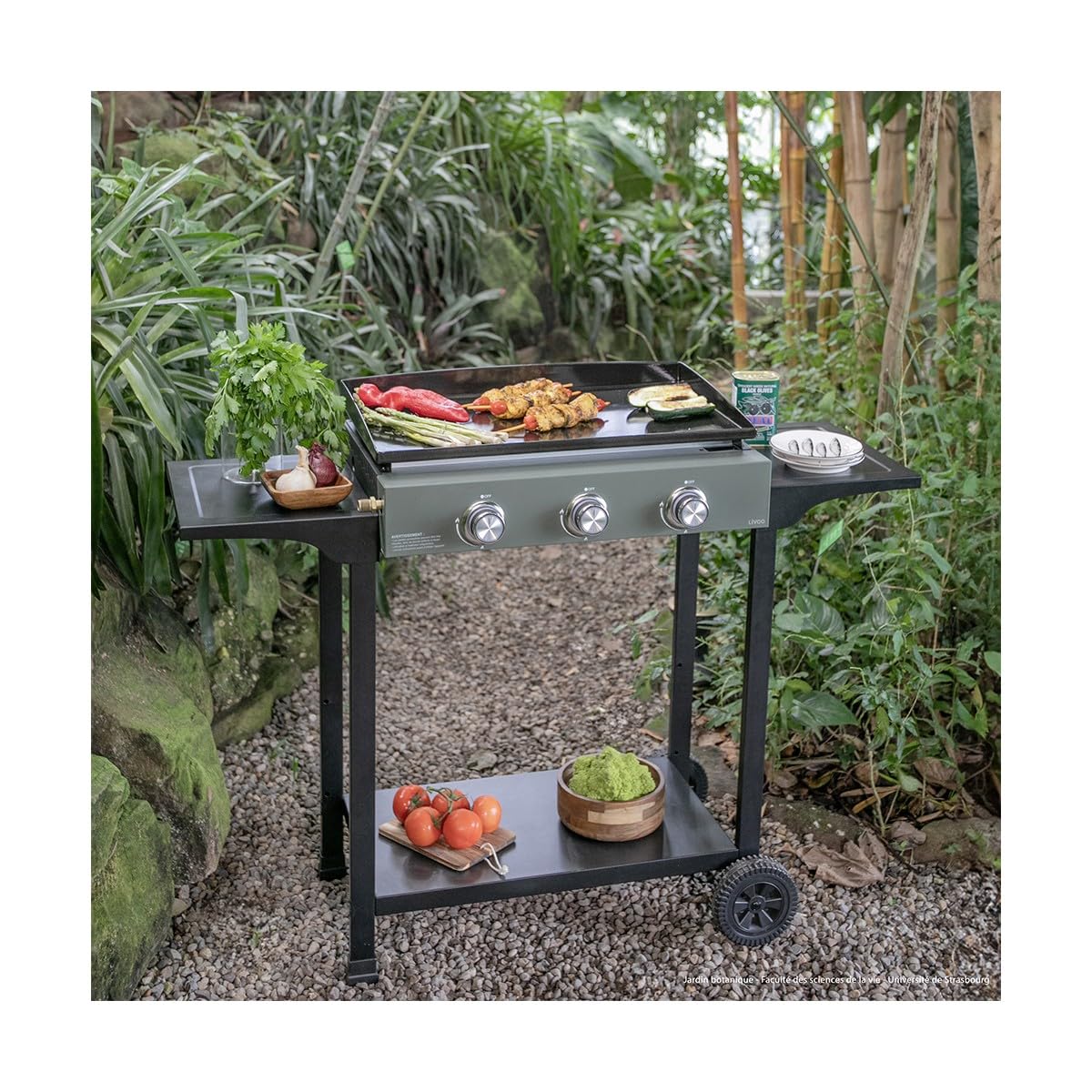 Plancha Gaz 7500W Plaque Acier Émaillé 62x34,5cm DOC326
