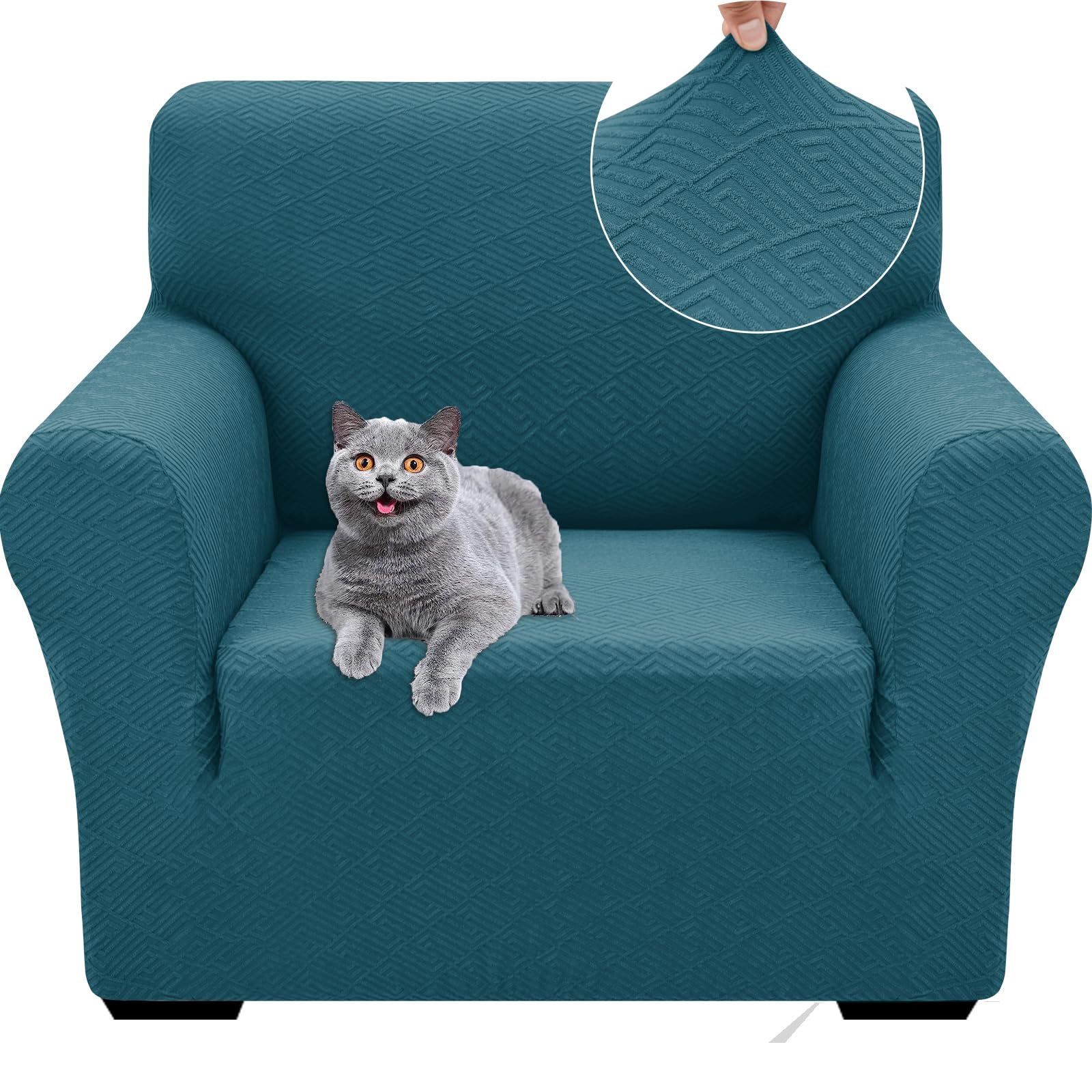 Ystyle Copridivano 1 Posti Con Braccioli, Copripoltrona Elasticizzato, Copri Divano Antigraffio Gatto Cani, Copridivani Antiscivolo Antimacchia, Universale Sofa Cover Moderno, Turchese