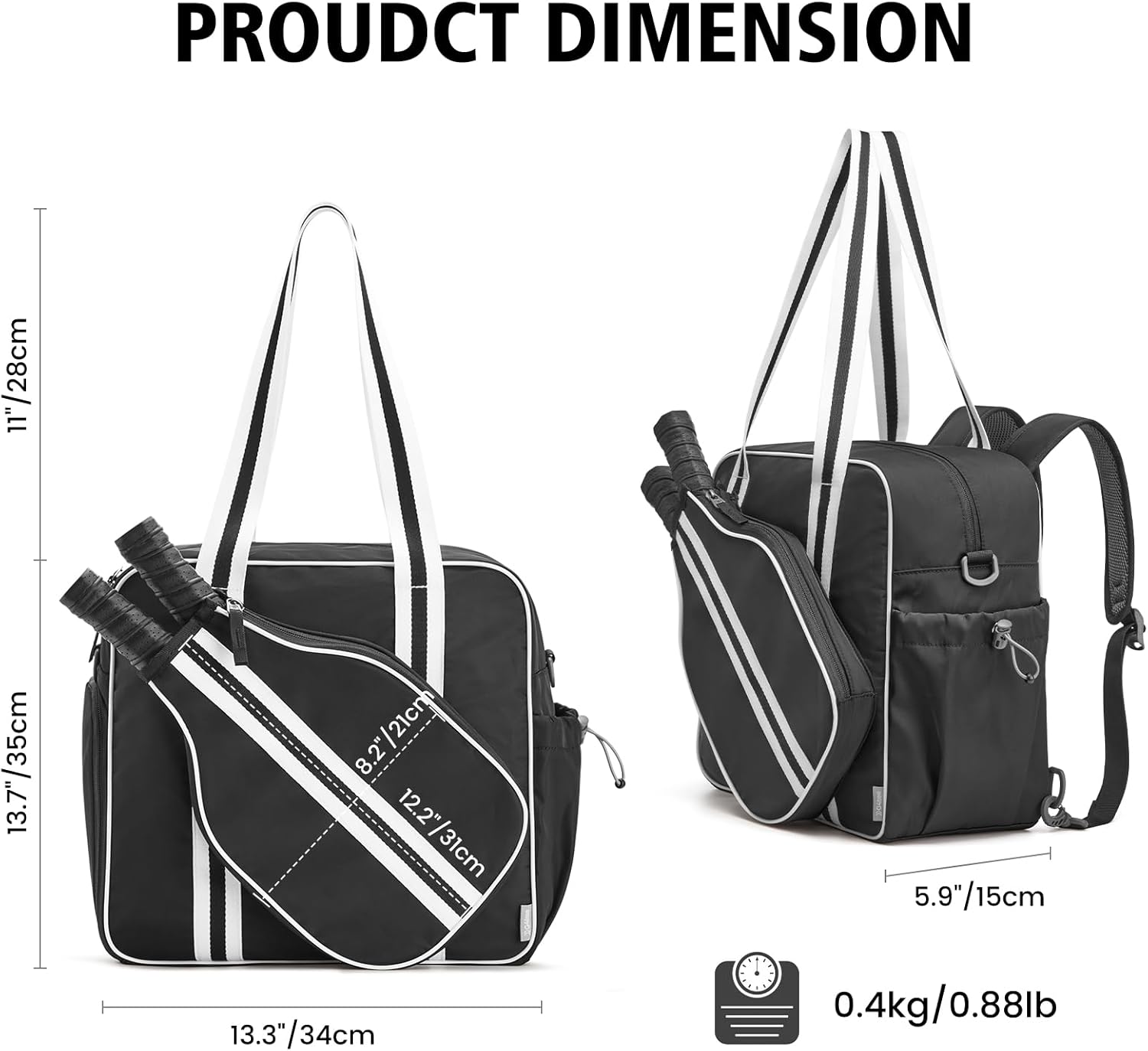G4Free Pickleball Bag, Pickleball Tote Bag with Shoe Compartment for Women Men, Waterproof Paddle Bag with Large Capacity for Multiple Sports