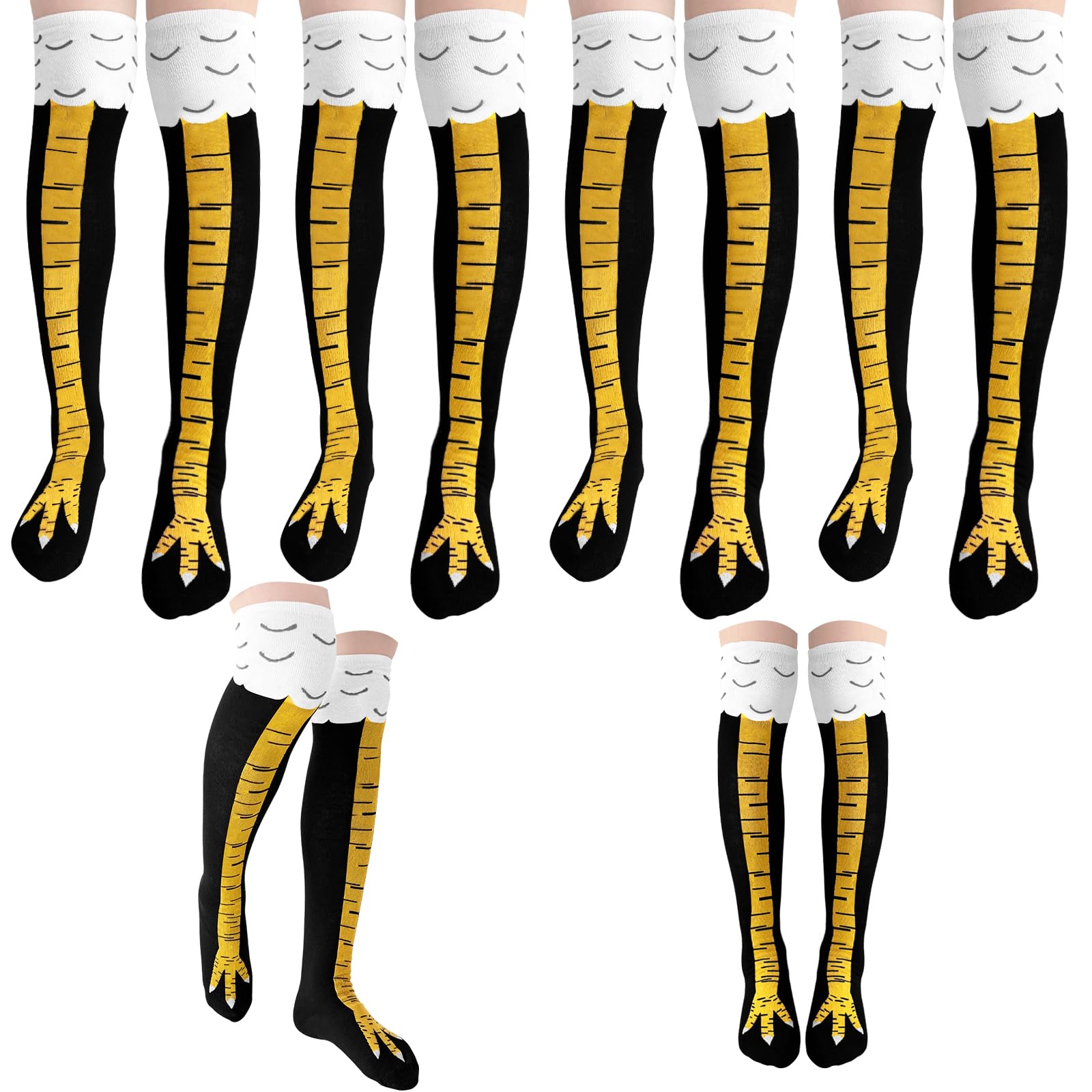 4 Pair Chicken Leg Socks,25.6 Inch Feet Over The Knee,Crazy Funny Chicken Socks for Women,Men,Gifts