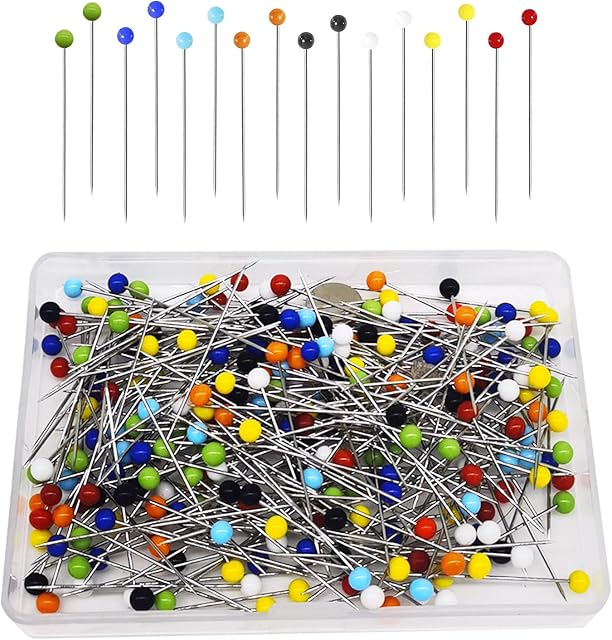 Urmspst Sewing Pins, 250 PCS Straight Pins 38mm Quilting Pins with Colored Ball Glass Head for Fabric, Jewelry DIY, Craft and Sewing Project(Corlorful)