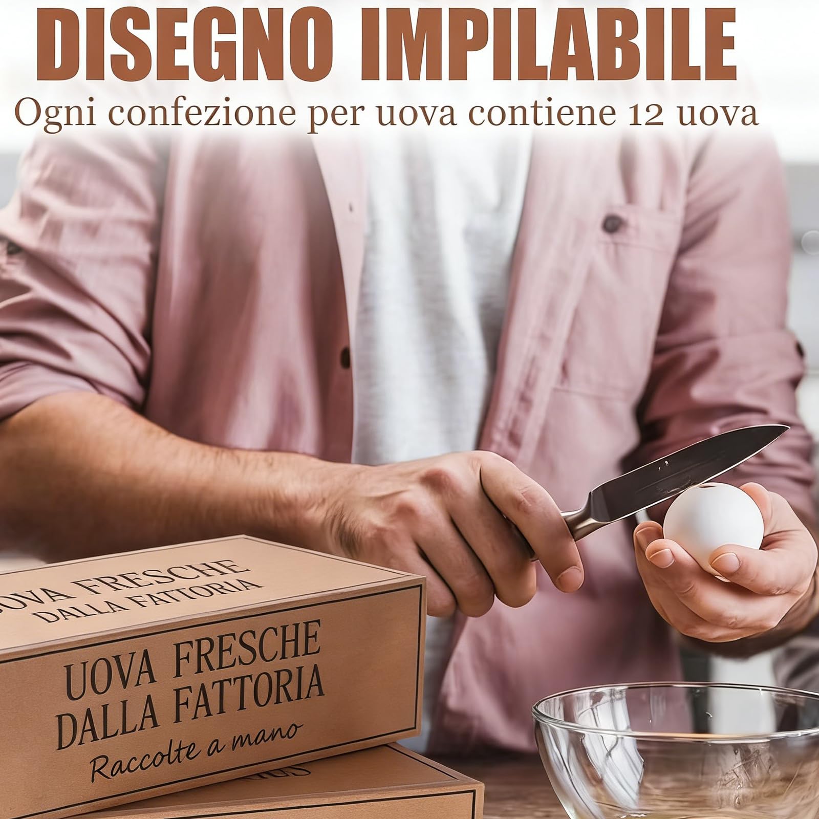 Espositore Portauova in Legno, Portauova Fresche Verticale, Cesto Portaoggetti Rustico da Cucina, per Uova di Pasqua, Pollo, Anatra, Quaglia, Onaugurazione della Casa, 32 x 12,5 x 7,5 CM