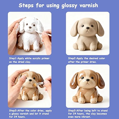 Miniatura 4 de Esmalte de arcilla seca al aire, barniz de arcilla para secado al aire, aumenta el brillo de la cerámica y evita arañazos y grietas en cerámica