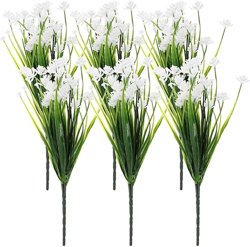 HOMSFOU 6 racimos de rosas pp Oficina Flor artificial Exhibición de boda Flor de plástico Artificial Decorar Mesa Flores Decorativas Camelia Mesa de