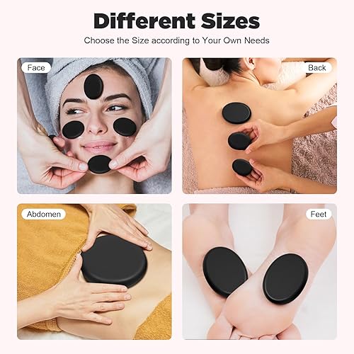 Miniatura 4 de Kit de masaje de piedras calientes, 16 piezas portátiles de basalto, juego de piedras calientes de basalto, calentador de piedras de masaje con caja