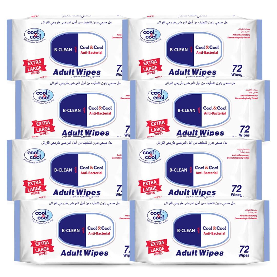 Extra Large Size Adult Cleaning Wipes, 72 Sheets - Pack Of 8