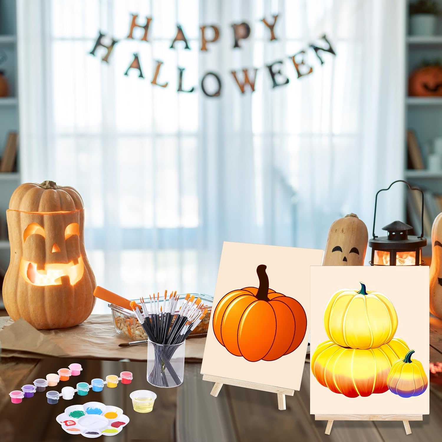 Marspark 12 Set Fall Pumpkin Pre Drawn Canvas Pre Printed Canvas Set