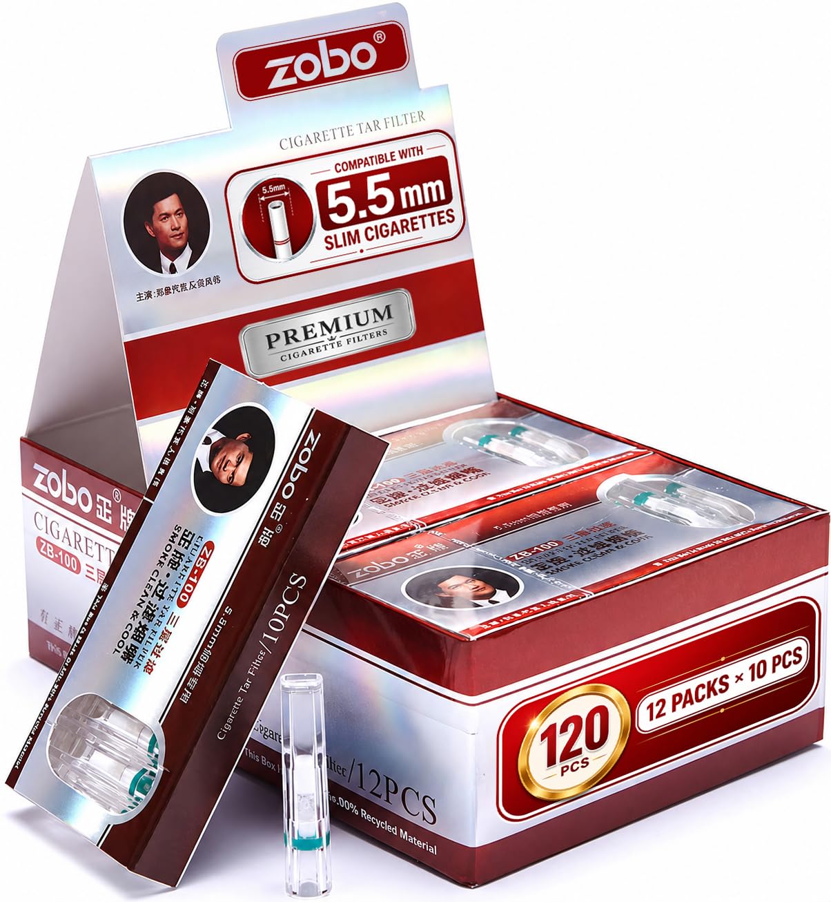cigarette filter box ZOBO Disposable Filters Three-Layer Microporous Multi-Filtering to Reduce Tar and Smoke Stains (120 Per Pack) Suitable for Slim and Super-Slim Cigarettes : Health & Household Box of 120 Swan cigarette