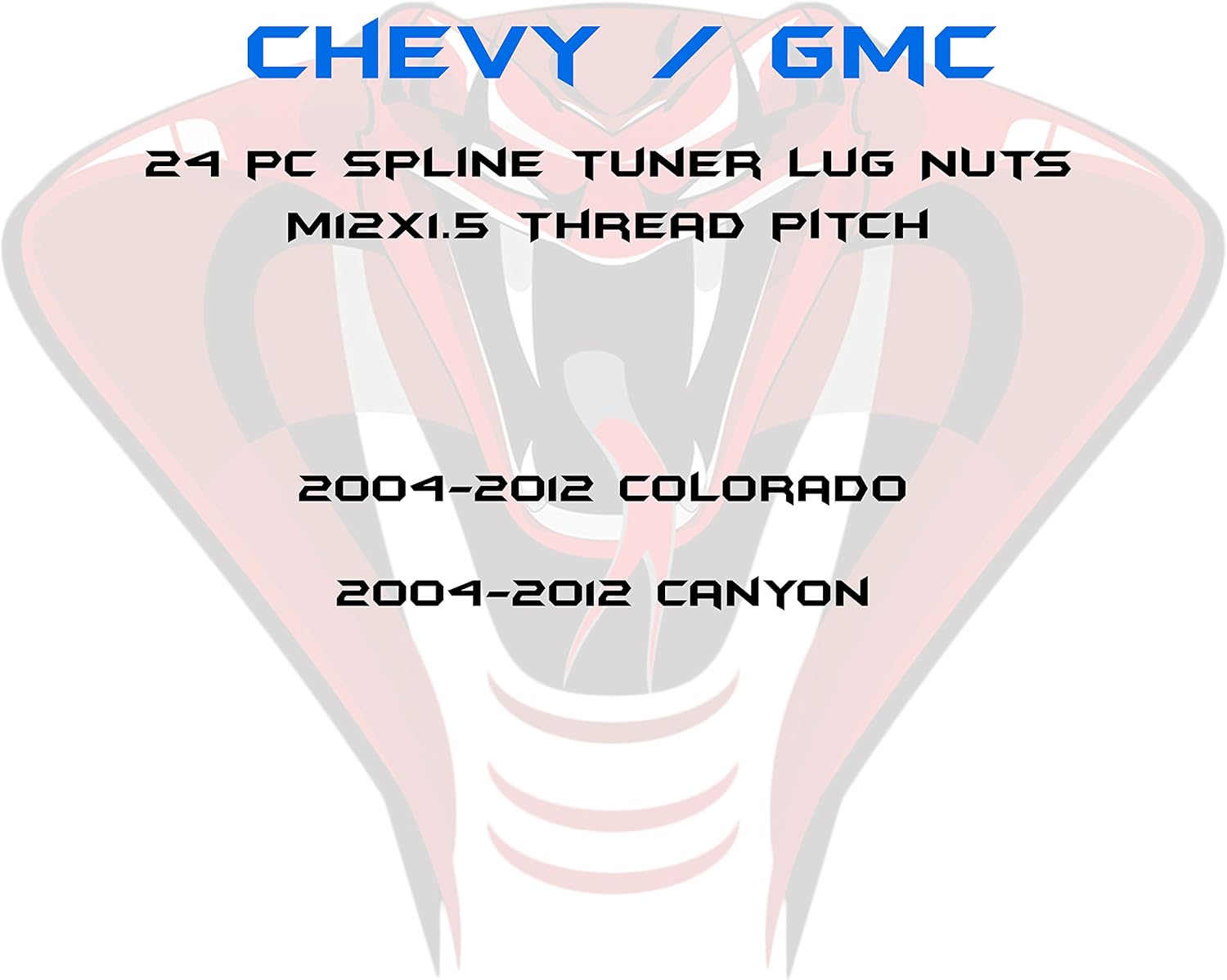 24 Pc 12x1.5 Tuner 6 Spline Blue Lug Nuts with Two Locking Socket Keys | Fits Chevy GMC Colorado Canyon