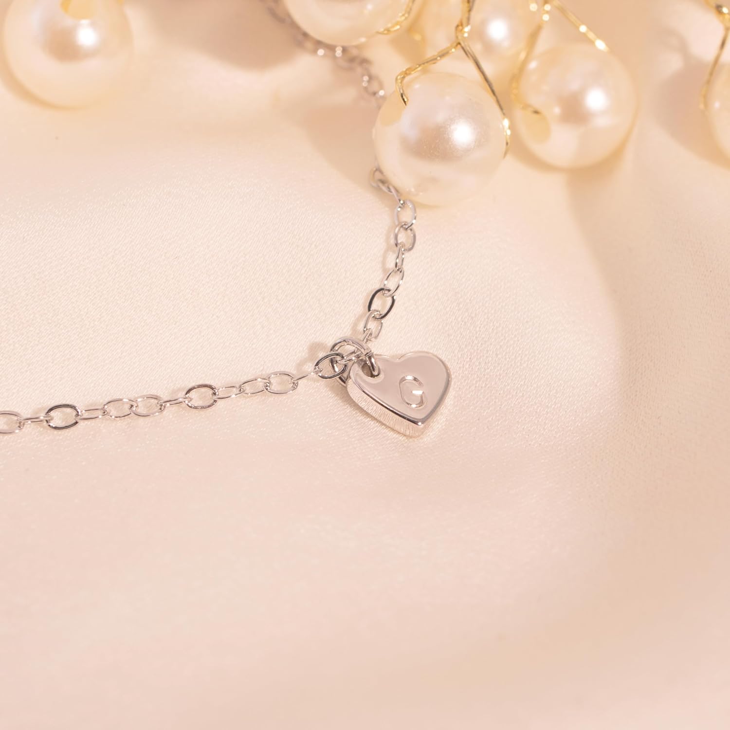 Petite Boutique Hand Stamped Initial Tilted Heart Necklace Personalized Gift Gold Silver Rose Gold plated - Image 3