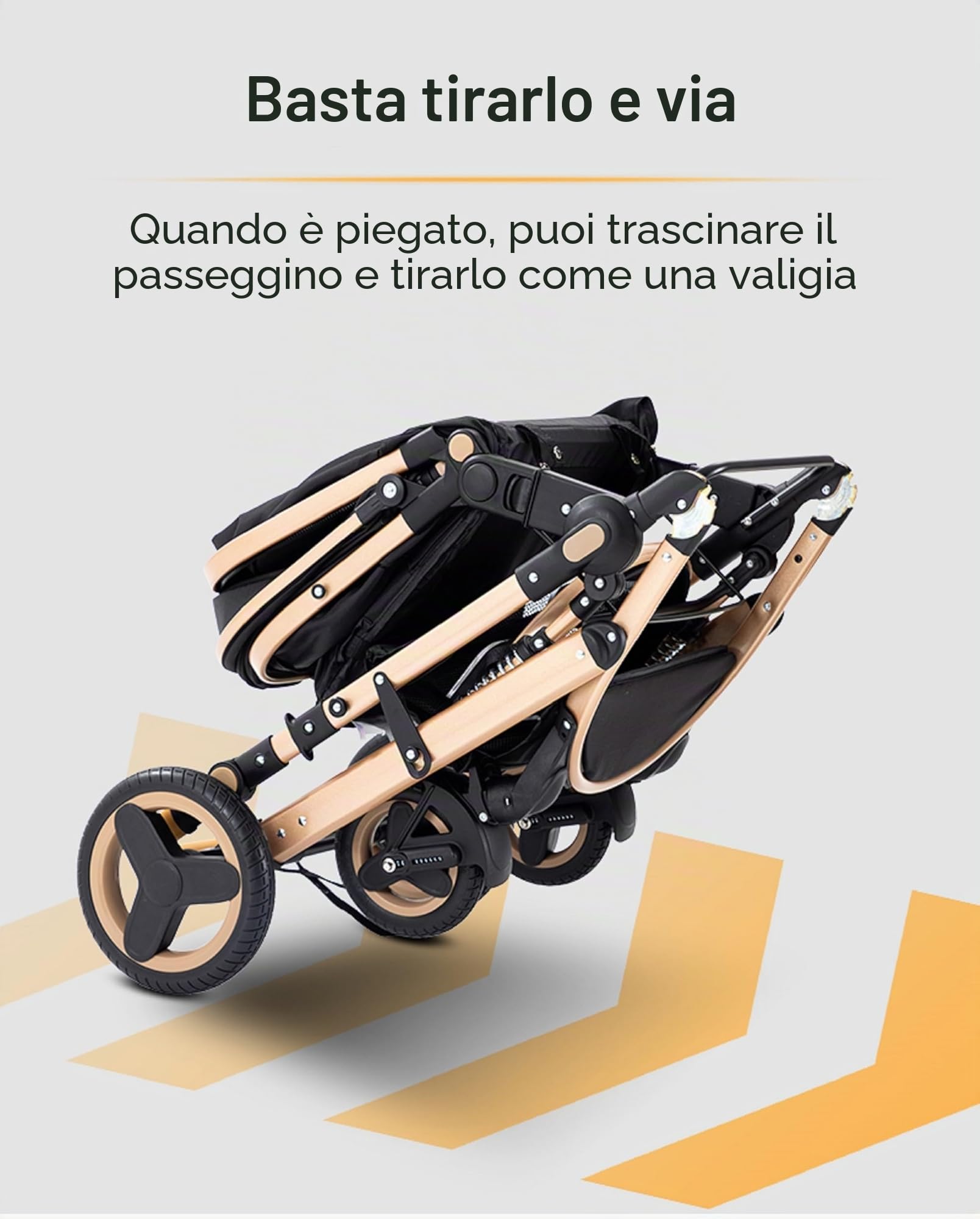 GLOKID Passeggino 3 w 1 Triciclo Alto Paesaggio Pieghevole 0-36 Miesięcy Czarny
