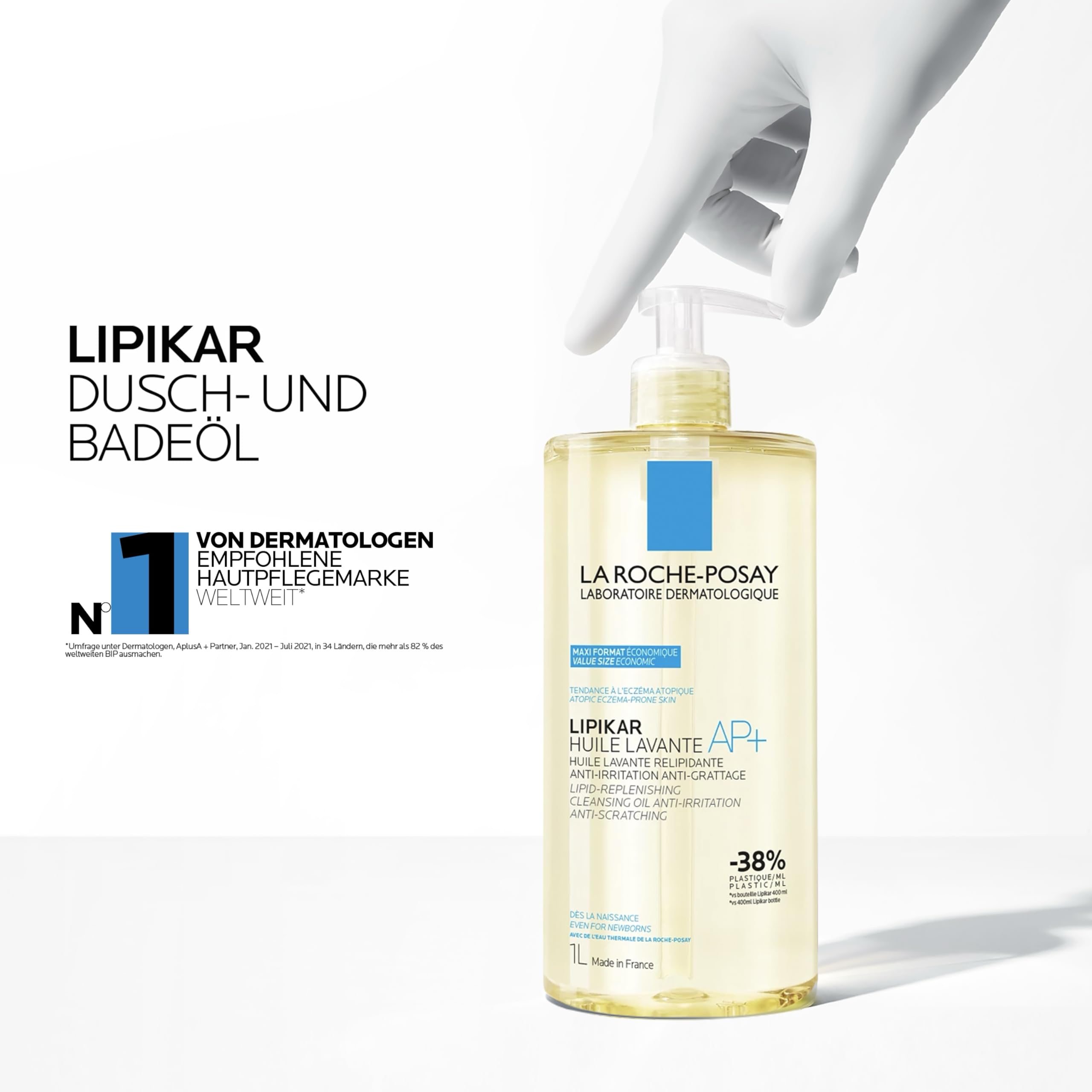 La Roche-Posay Lipikar Dusch- und Badeöl AP+ Rückfettendes Duschgel - Badeöl für juckende, trockene und empfindliche Haut