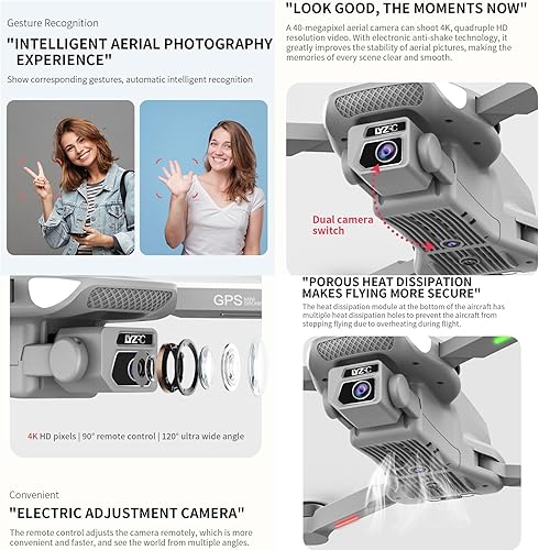 Miniatura 2 de Beginners Folding Drone With GPS Brushless Motor ESC Camera Shooting 4k HD Intelligent Following Optical Flow Positioning 50x Zoom Gesture Photo LED