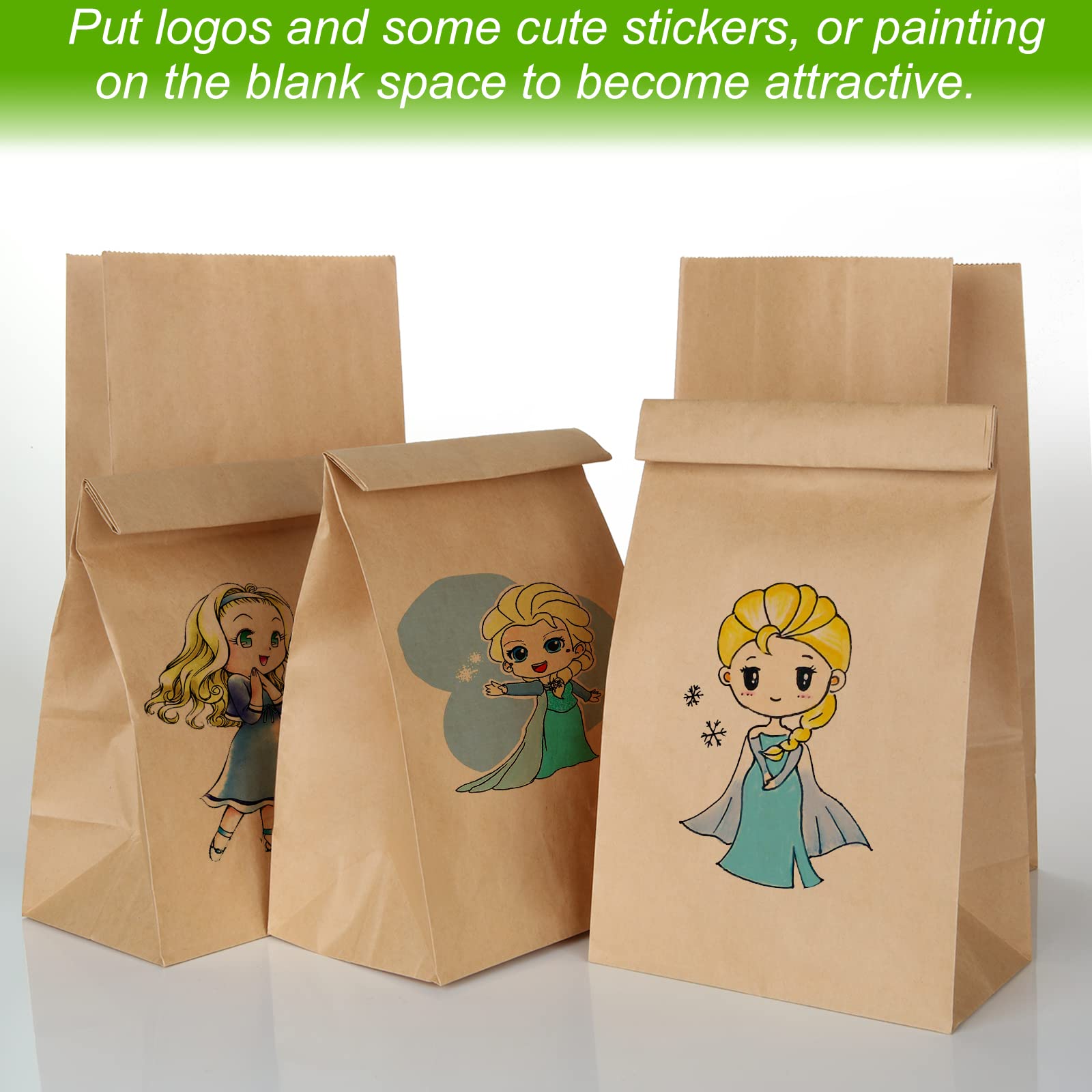 50 PCS Brown Paper Bags Small- 9x5.5x17 CM For Snack, Birthday