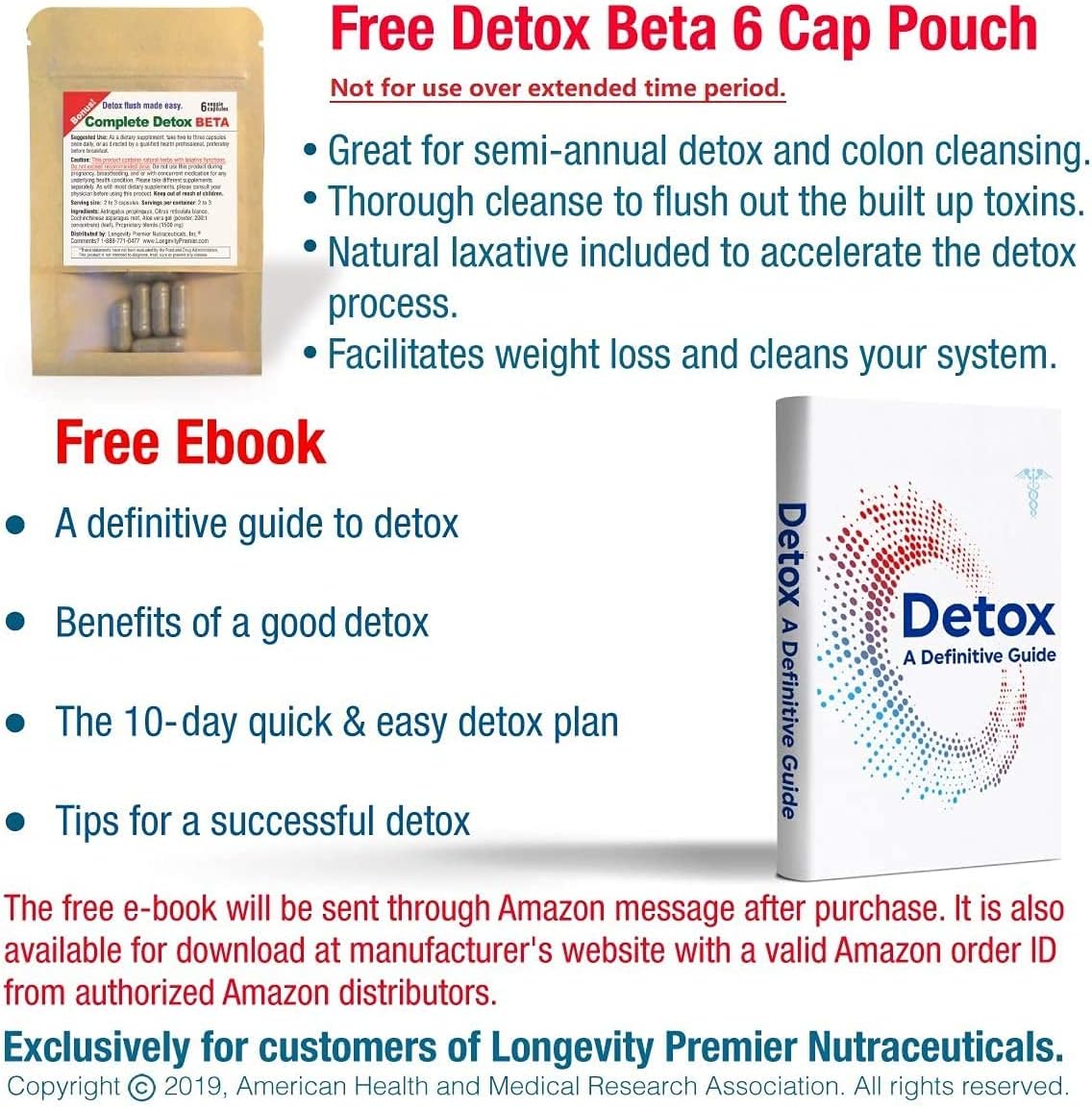 Longevity Complete Detox [New Formula] - Rapid Whole Body Detox - 10 + Natural Herbs - Scientifically formulated for Detox - 90 Capsules