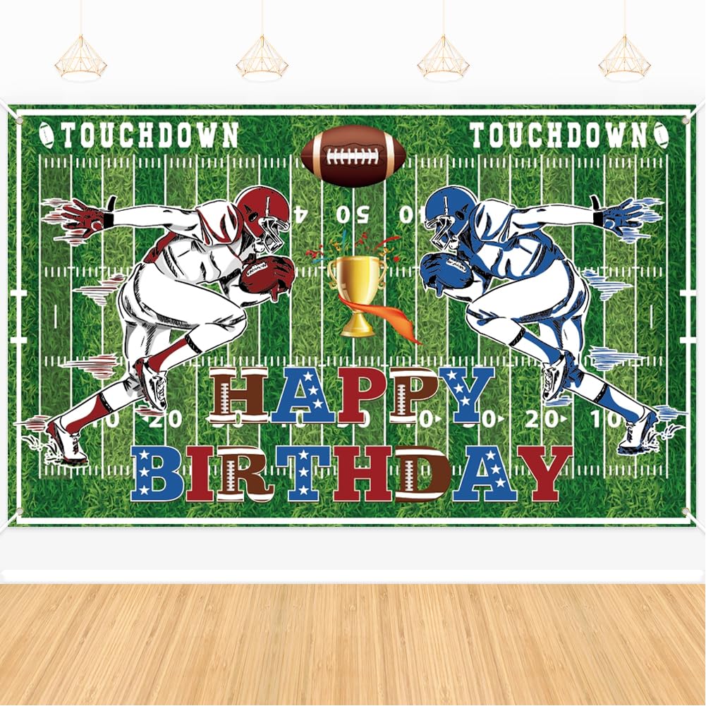 Football Birthday Backdrop Photography Rugby Ball Sports Party Background American Football Field Photo Banner for Boy Kids Birthday Football Party