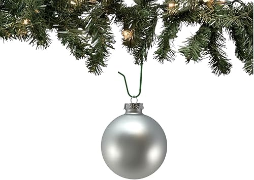 Miniatura 4 de Juego de 6 adornos navideños de cristal plateado brillante y mate de 3 pulgadas