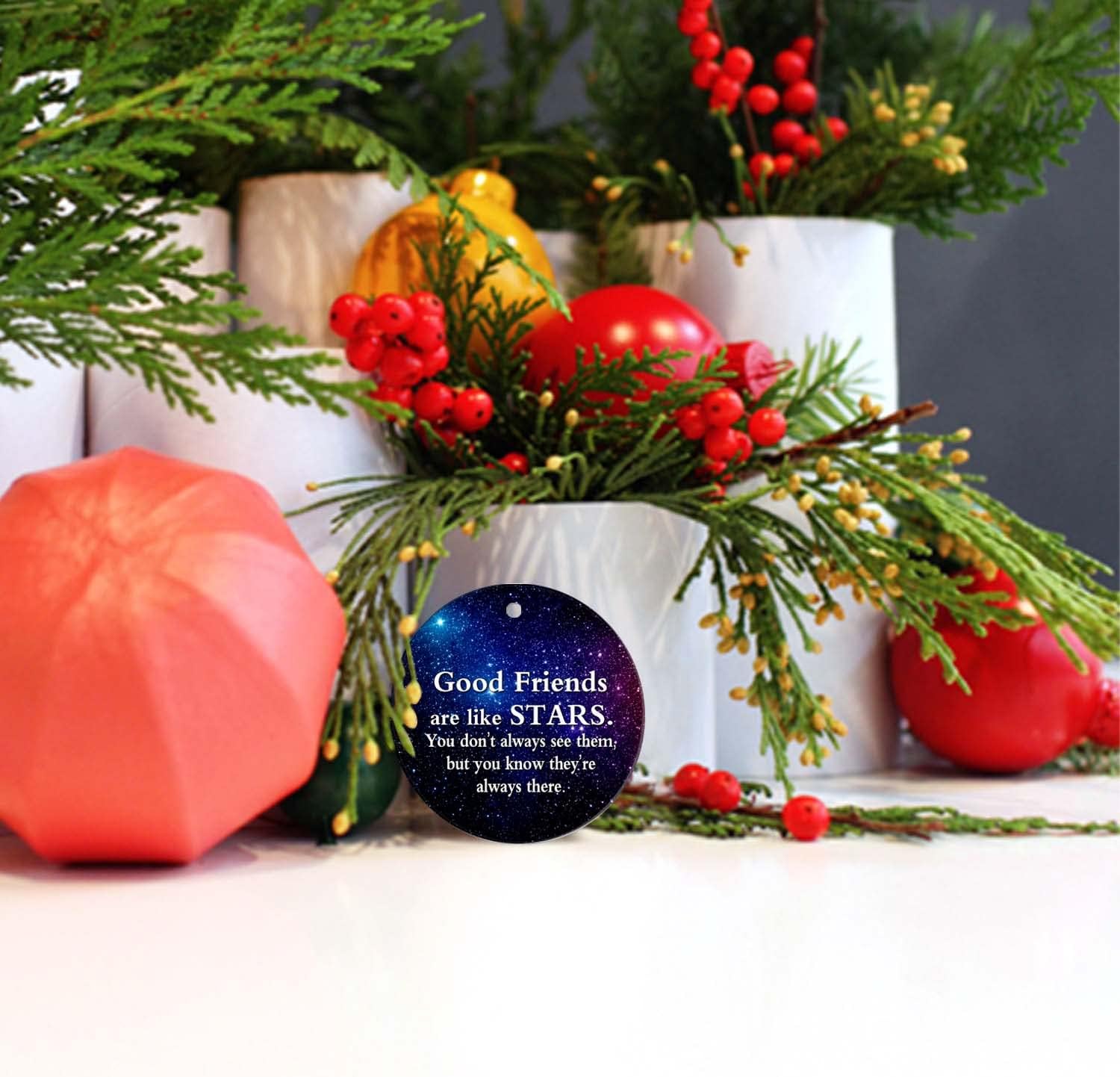 Friendship Christmas Ornaments 2025 - Gift for Your Friend - Keepsake Holiday Present - Xmas Tree Decorations - Circle Ceramic Ornament 3In - Image 2