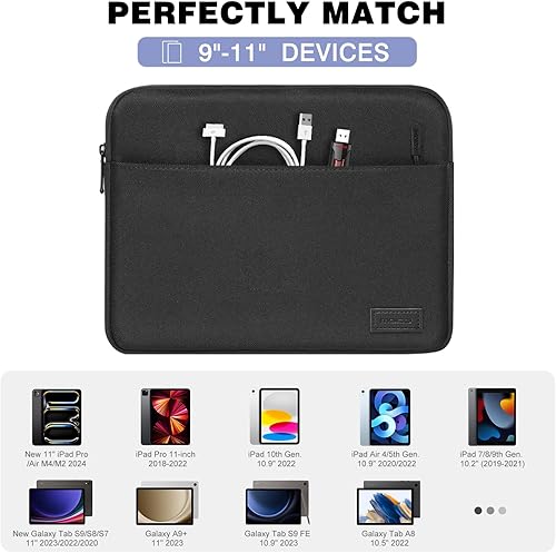 Miniatura 2 de MoKo Funda para tablet de 9-11 pulgadas - Funda de transporte para iPad Pro M4Air M2543, iPad 10th987, Tab S8S9, color negro