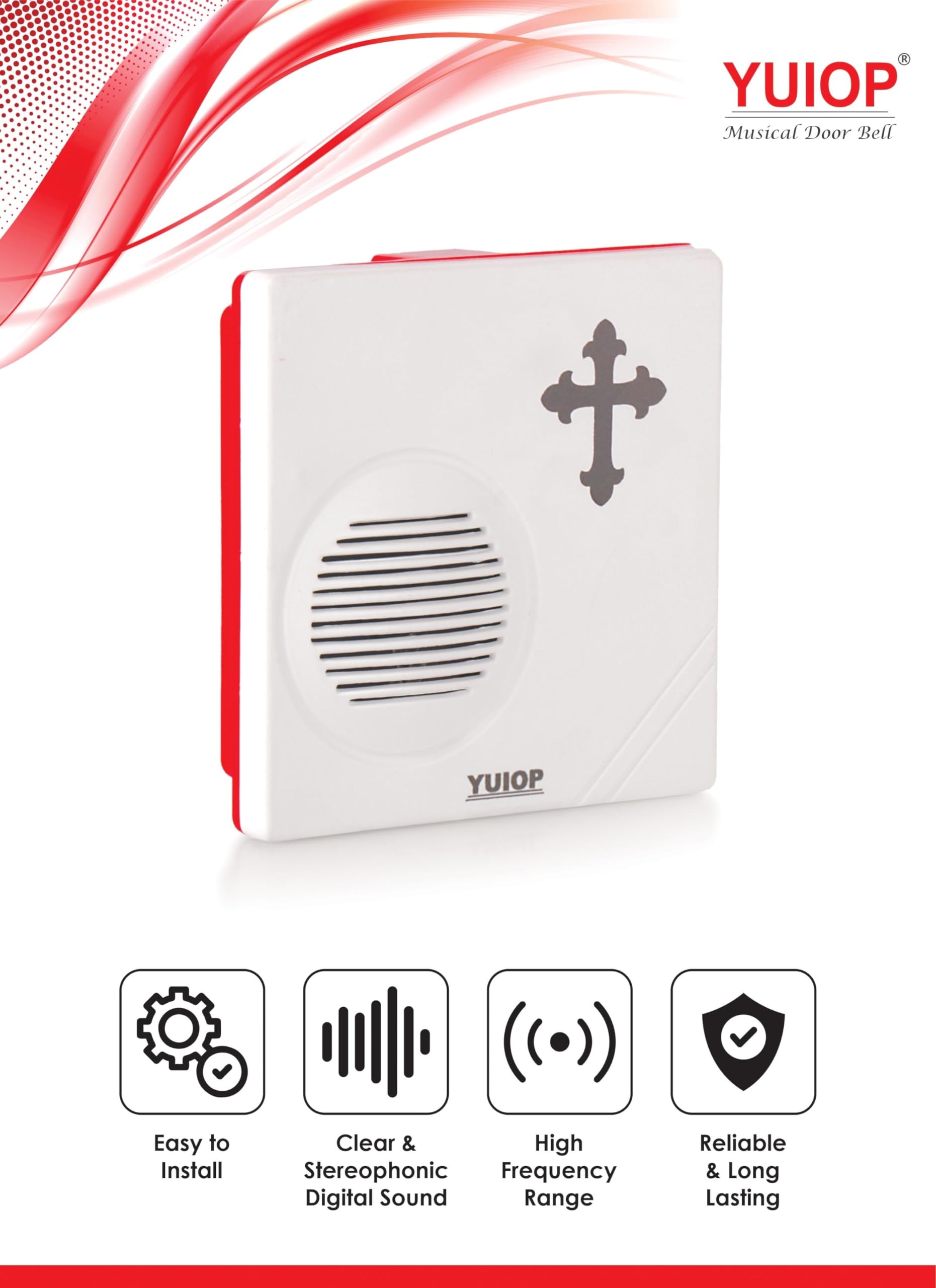 VOLtORb - Kross Church Bell Sound Musical Door Bell (1 Tunes) - White Color, Material Plastic - Matt Finish - Battery Operated Wired Door Bell/Wired Door Chime 4