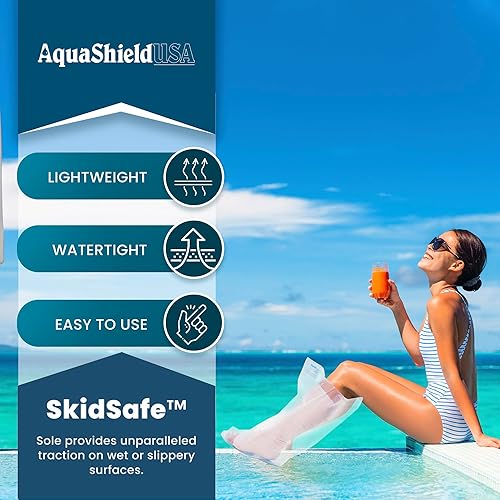 Miniatura 4 de Protector impermeable de pierna completa para adultos (L44), reutilizable, seguro para piscina, baño y ducha, agradable al tacto, fácil de usar,