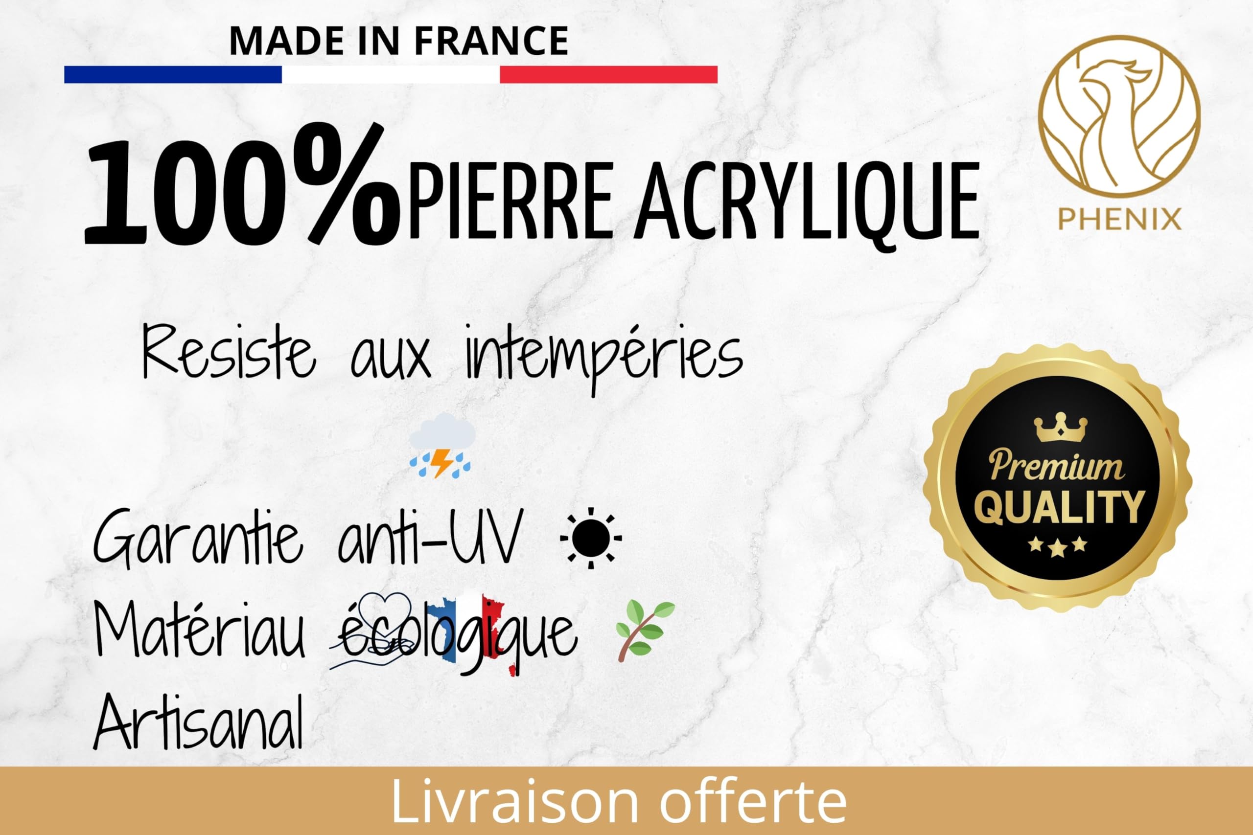 Plaque Funéraire Cœur Colombe Personnalisable en Pierre 18x12 cm Résistante aux UV PHENIX
