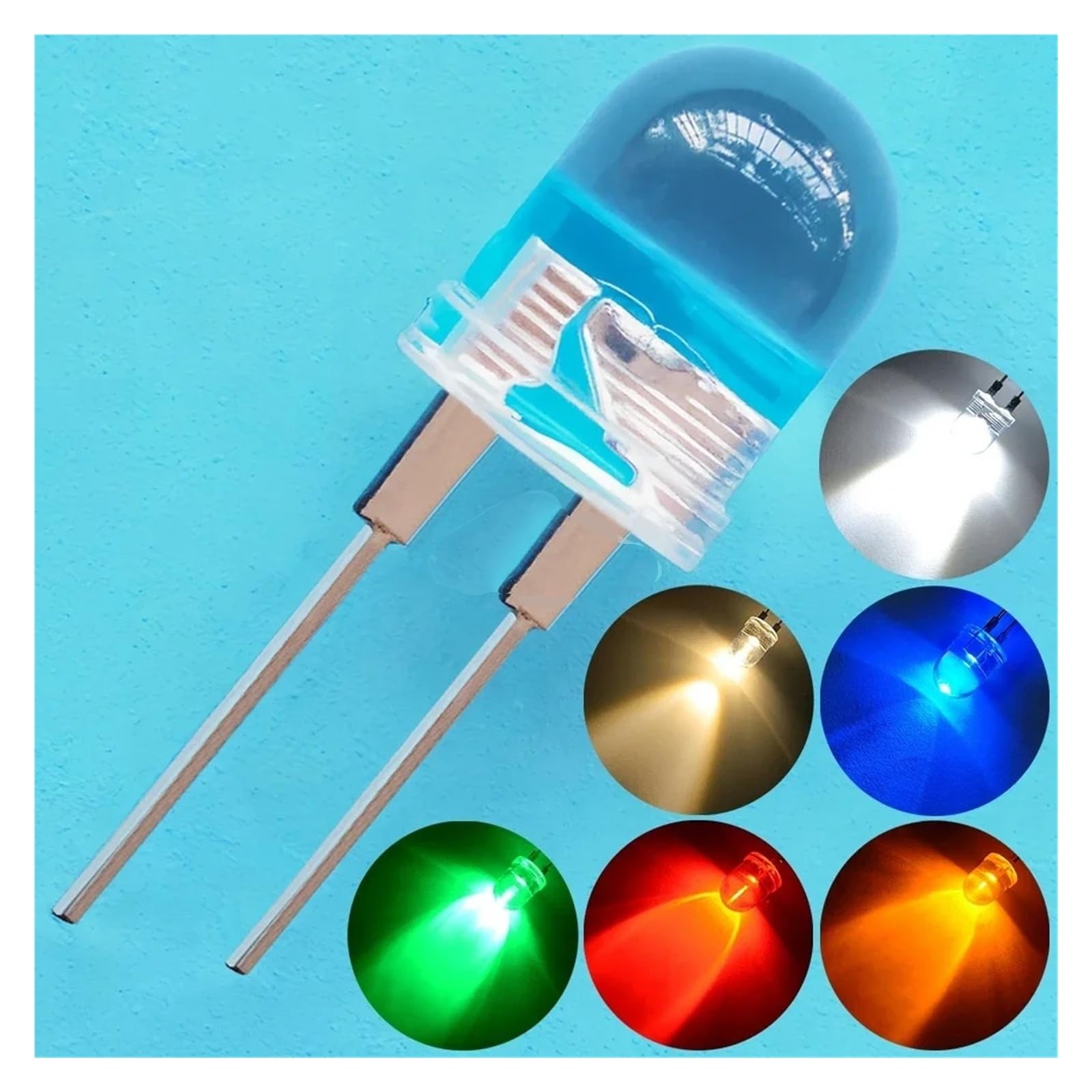 50-1000 pz 10mm rotondo rosso verde blu giallo bianco caldo diodi emettitori di luce chip LED lampada tallone 0.5 W 2.0-3.6 V luce decorativa(10mm Round Warm,1000PCS)