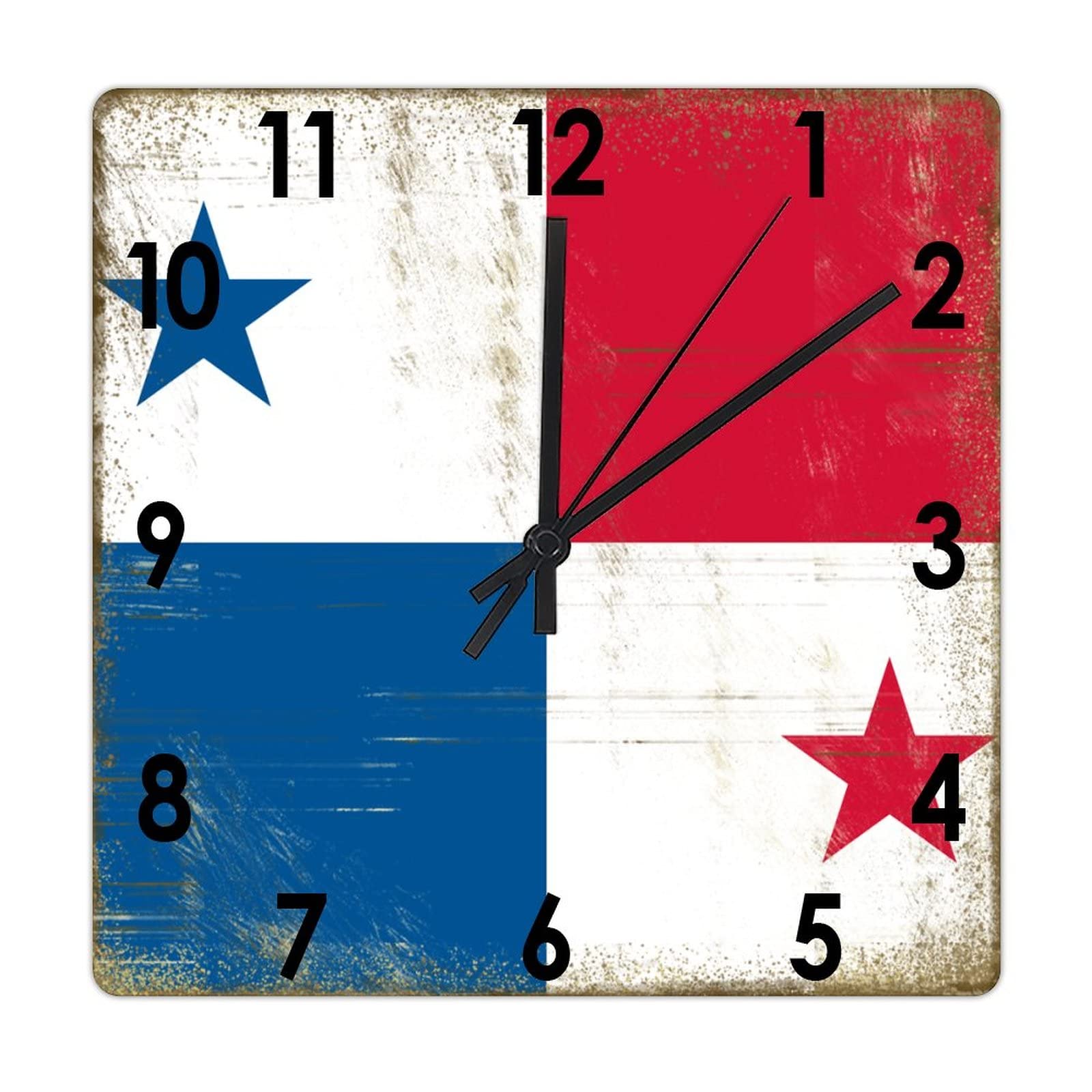 Horloge murale en bois Panama carrée silencieuse sans tic-tac à piles