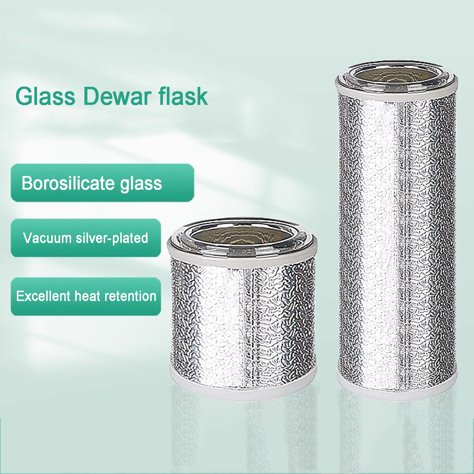 Labor-Dewargefäß, Zylindrisches Dewargefäß Aus Borosilikatglas Mit Vakuumversilbertem Einsatz Und Aluminiumboden, Zur Lagerung Von Trockeneis Und Flüssigstickstoff