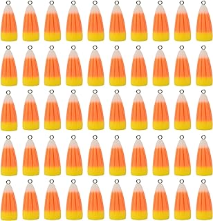Honbay 50PCS Cute Resin Candy Corn Charms Pendant Fall Autumn Theme Pendant Thanksgiving Halloween Christmas Bead Charms Embellishments
