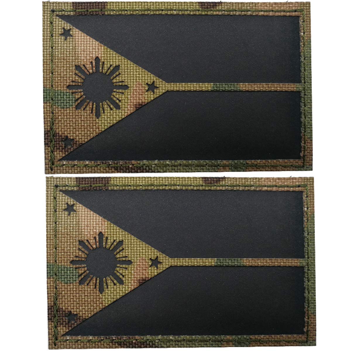 ODSP Philippines Flag Reflective Hook Loop Tactical Patch 3.15x1.97In | Reinforced edge, hook and loop backing, 3.15x1.97in, fit vest hat jacket