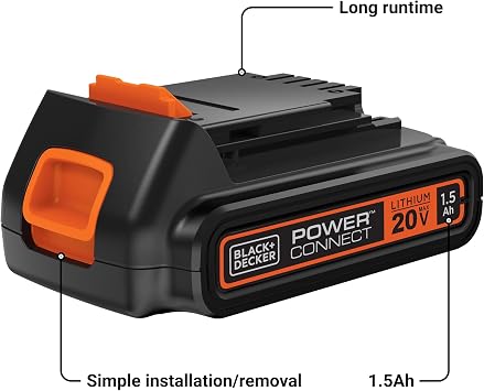 BLACK+DECKER 20V MAX Battery, 1.5Ah Lithium Ion Battery, Extended Runtime, Compatible with Tools, Outdoor Equipment and 20V Vacuums (LBXR20)