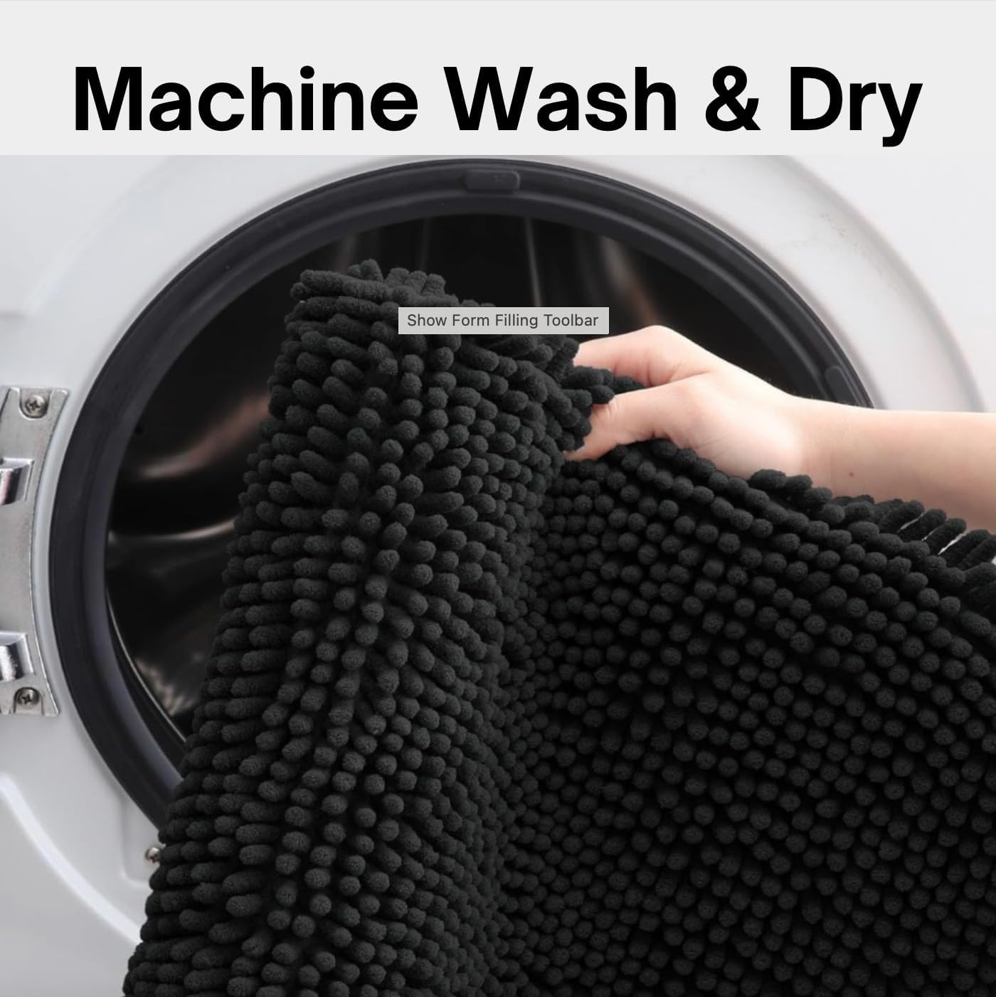 Softstep Premium Luxury Bathroom Rugs 36 x 24, Extra Soft Absorbent Bath Mat, Quick Dry Bath Rugs, Chenille Machine Washable Non-Slip Carpet, Mats For Tub & Shower, Home Decor Accessories, Plush Black