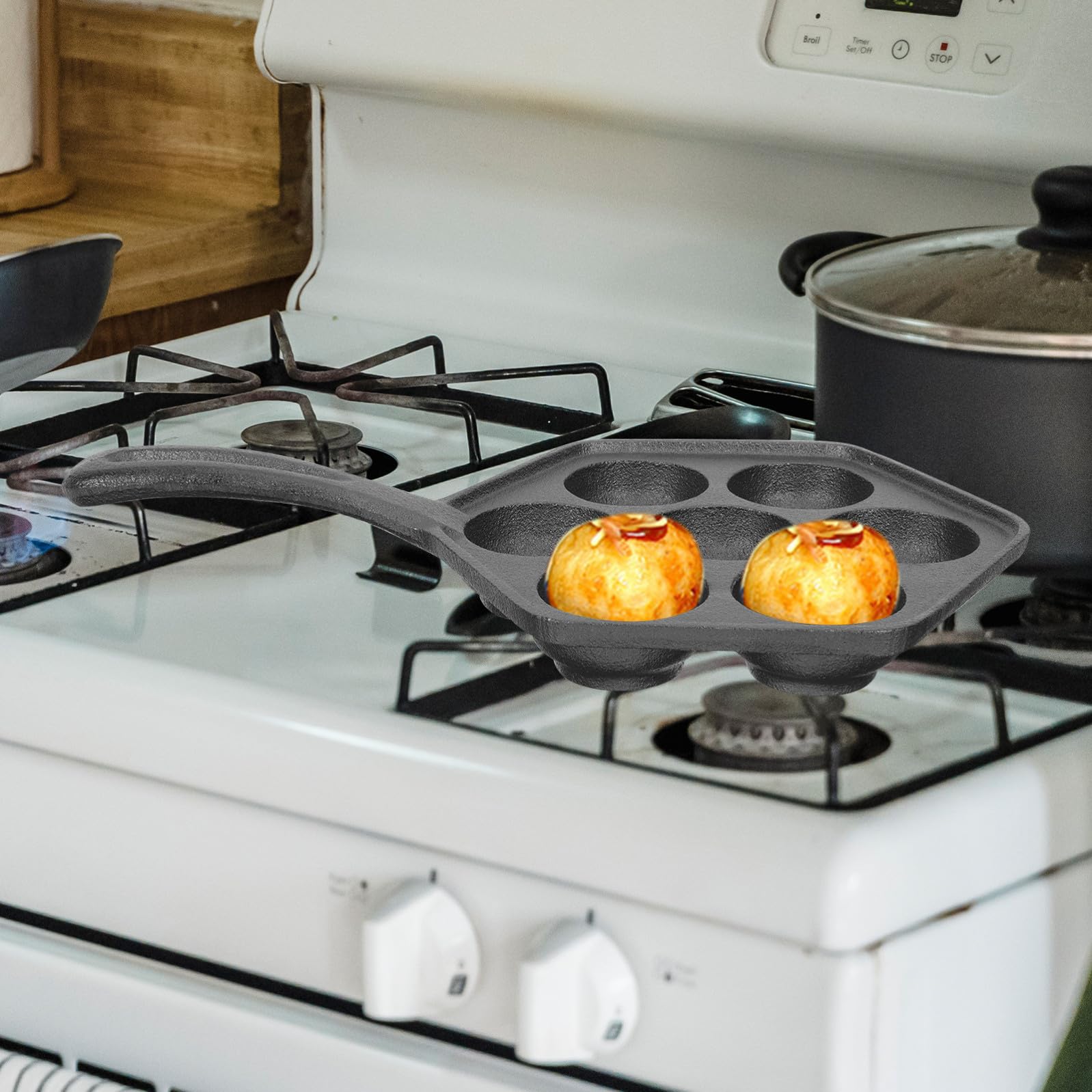 Zerodeko Teglia per Forno in Ghisa Manico Isolante, Resistente All'usura, Diametro 5,5 Cm, per Barbecue All'aperto e Uso Familiare