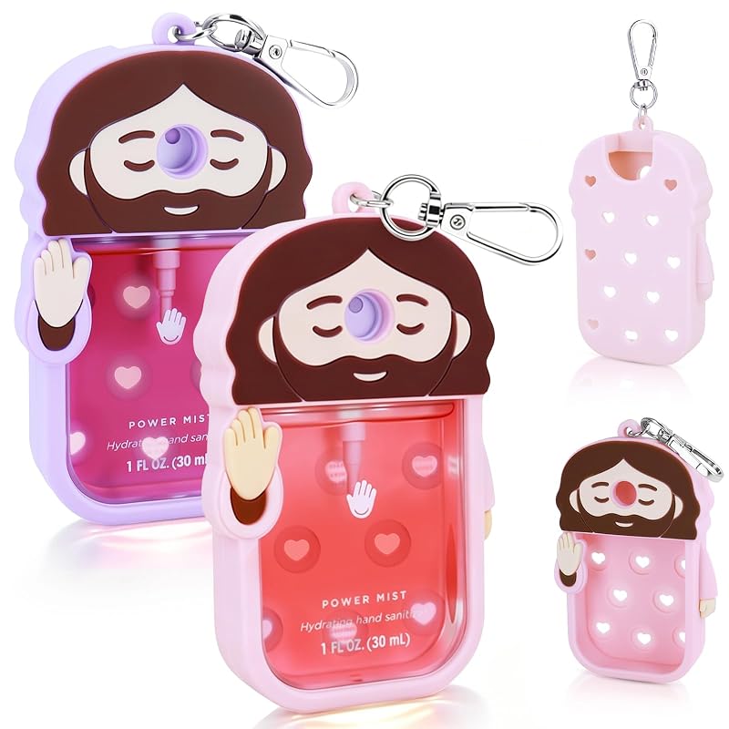 Estojo de silicone SBZYHYCJ compatível com Touchland Power Mist e Glow Mist, com chaveiro, rosa e roxo
