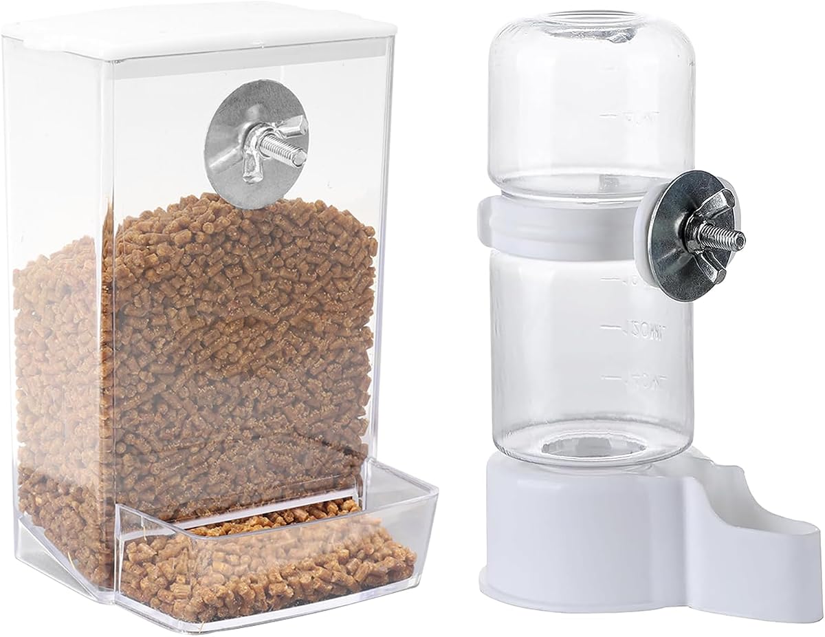 Bird Water Feeder for Cage, Transparent Acrylic Birds Cage Suspended Automatic Pet Bird Water Dispenser, Parakeet Feeder for Budgie Cockatiel Lovebirds Canary Finch Rabbit Conure Lovebirds