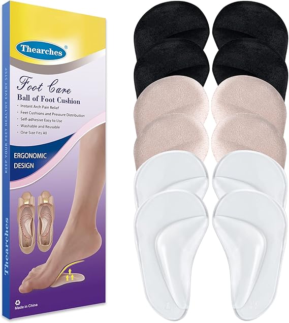 Gel Arch Support Pads Plantar Fasciitis Shoe Inserts Insole, 6 Pairs