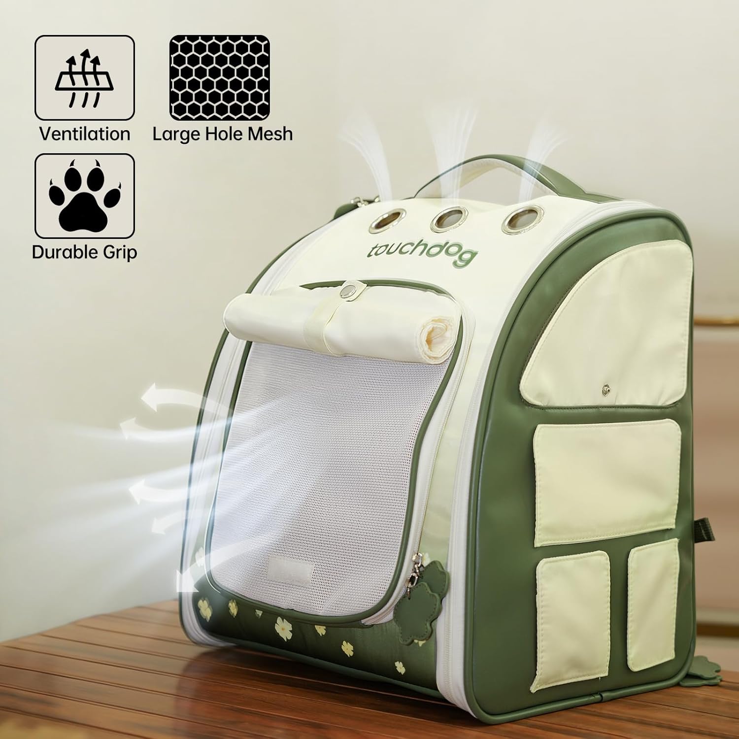 Waterproof Pet Backpack Carrier for Cats & Small Dogs, Large Ventilated Cat Travel Backpack with Chest Strap & Wide Straps. Secure, Collapsible Dog Bookbag for Hiking, Walking