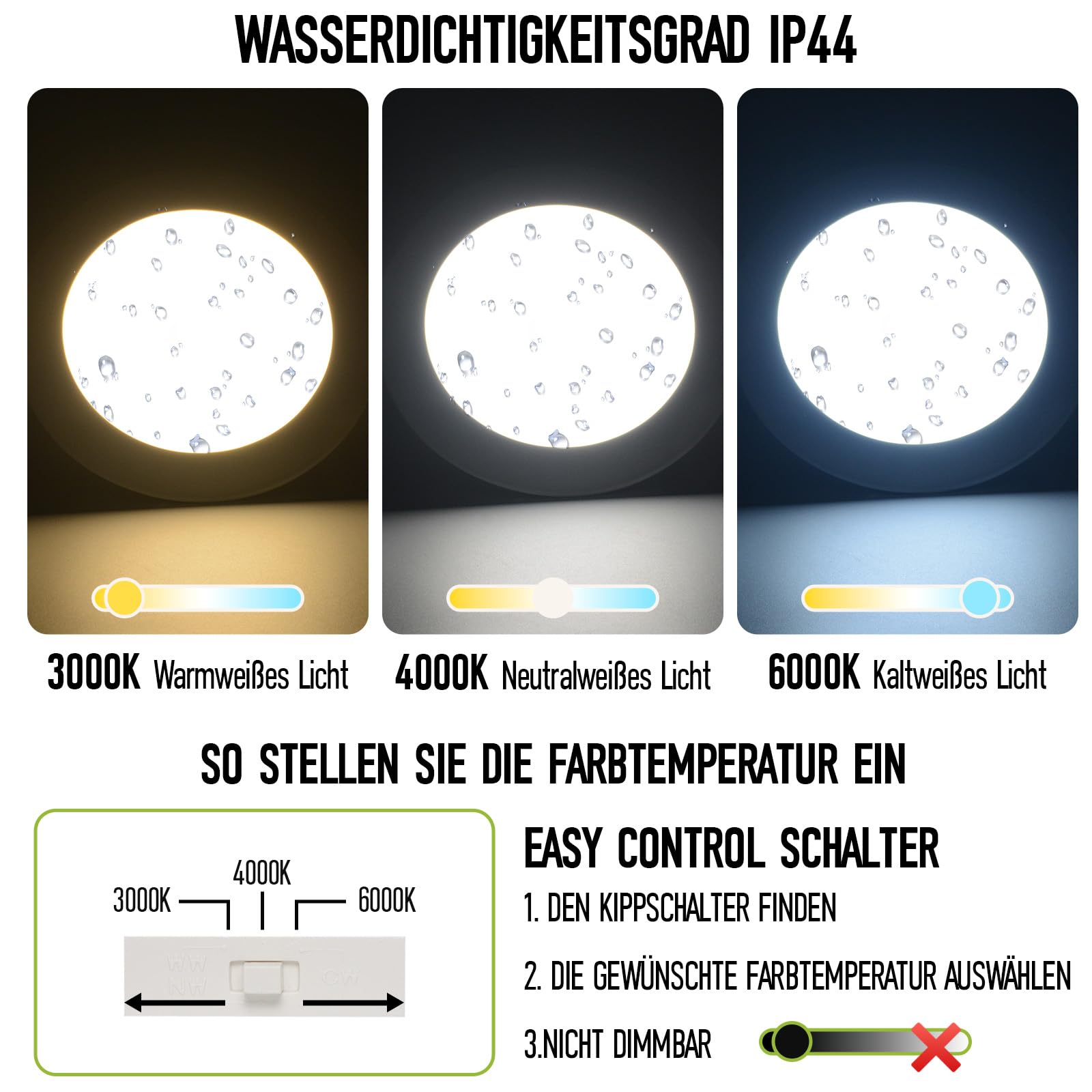 Maxled Light is Led! 2 Sztuk Reflektory LED Wpuszczane Sufitowe 9W 230V 720Lm 3CCT IP44 Reflektor Zabudowy LED Downlight Wpuszczany do Salonu Kuchni Sypialni Ø145mm Otworu Φ130mm Aluminium